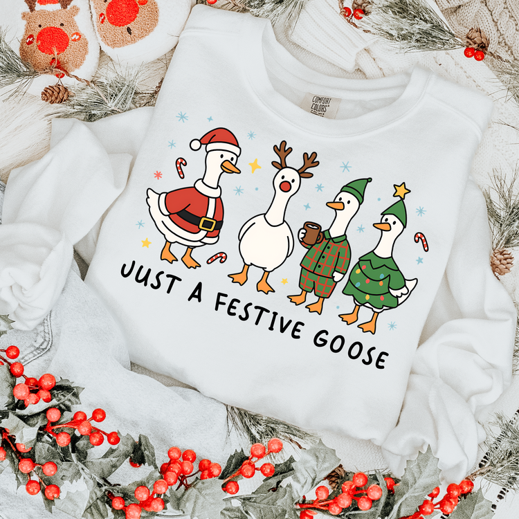Just a Festive Goose Christmas Clear Film Screen Print Transfer