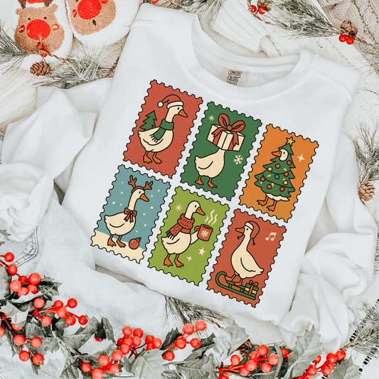 Vintage Goose Christmas Stamps Clear Film Screen Print Transfer