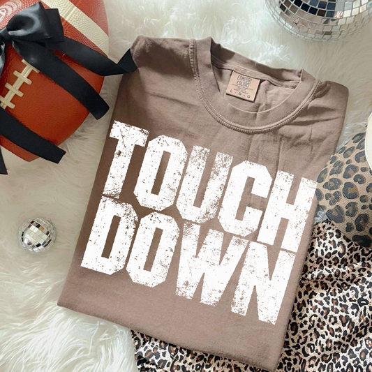 Touch Down White Football Single Color Screen Print Transfer
