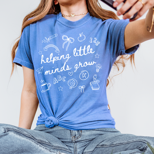 Helping Little Minds Grow Teacher Single Color Screen Print Transfer