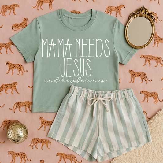 Mama Needs Jesus & Maybe a Nap Faith Single Color Screen Print Transfer