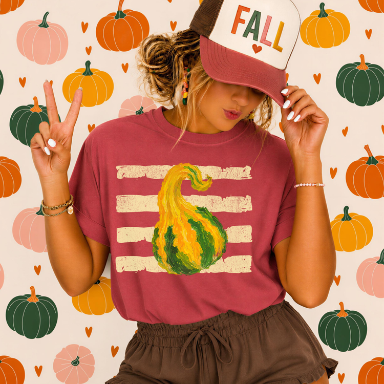 Trendy Striped Gourd Cream Fall DTF Transfer