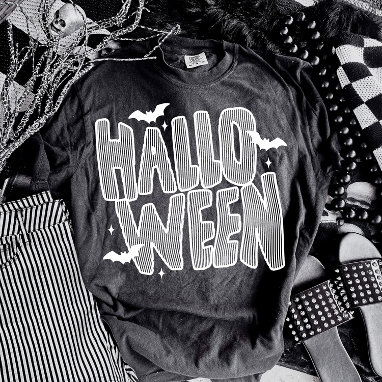 Halloween Scribble White Font DTF Transfer