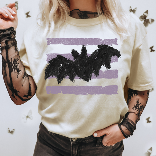 Purple Striped Bat Halloween DTF Transfer