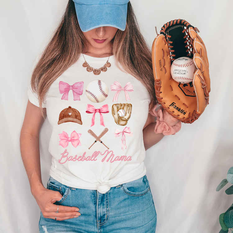 Pink Baseball Mama Coquette Baseball DTF Transfer