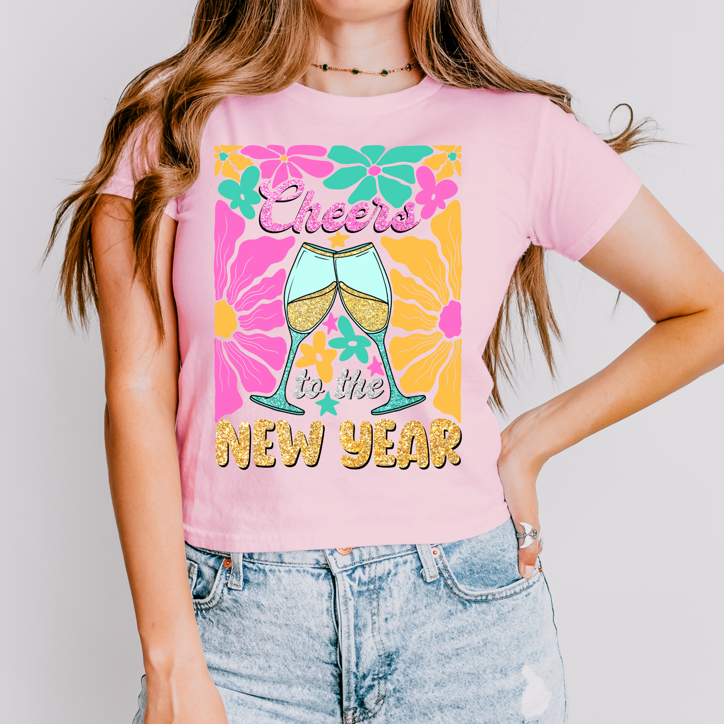 Cheers to the New Year Floral DTF Transfer