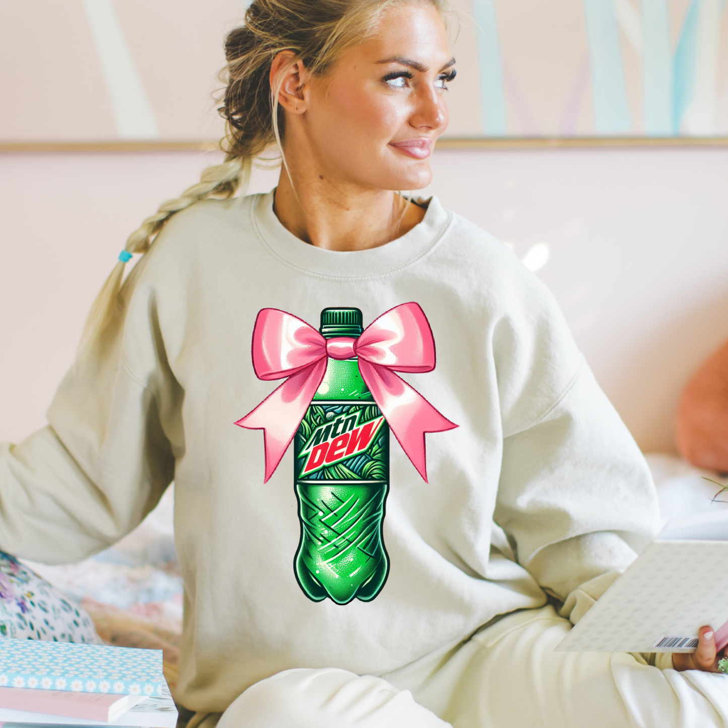 Coquette Bow Mountain Dew Preppy DTF Transfer