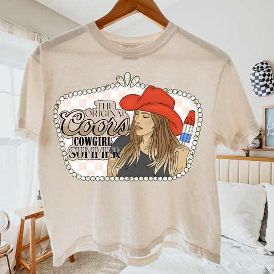 The Original Coors Cowgirl Summer Western Frame DTF Transfer