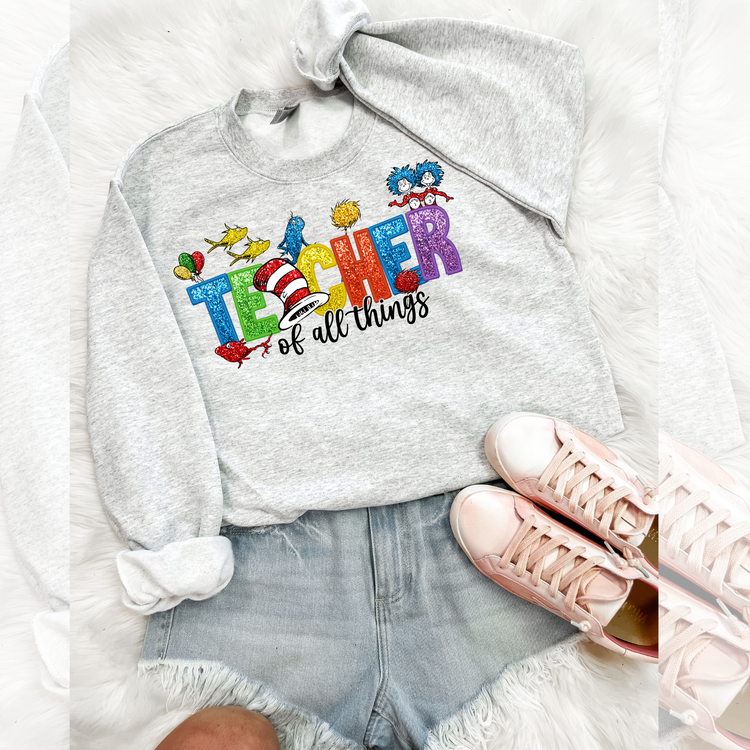 Teacher of all Things Faux Glitter (Read Across America) DTF Transfer