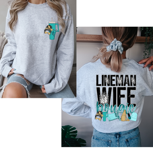 Lineman Wife Bougie (FRONT + BACK INCLUDED) DTF Transfer