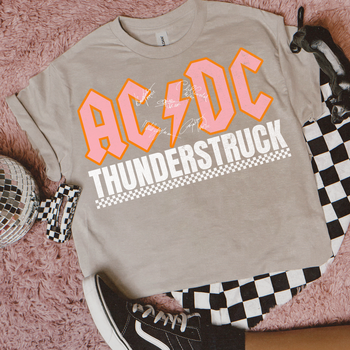 Thunderstruck White Font DTF Transfer