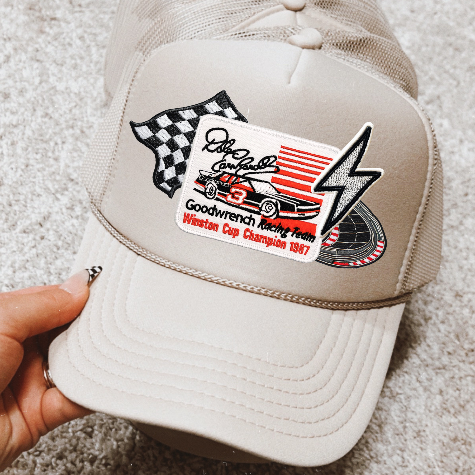 Dwt Racing Cap Winston Cup Racing Faux Embroidery DTF Transfer for Hat (NOT A PATCH ...