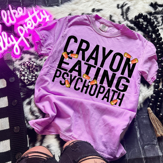 Crayon Eating Physcopath Spooky Halloween DTF Transfer