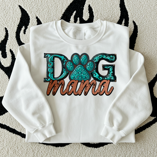 Faux Leather Dog Mama DTF Transfer