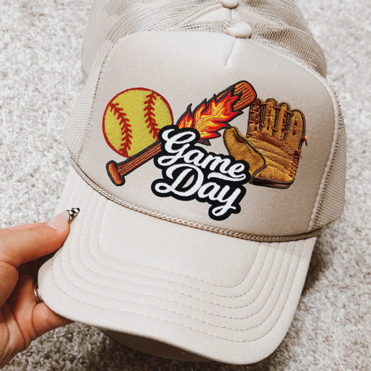 Softball Game Day Faux Embroidery DTF Transfer for Hat (NOT A PATCH)