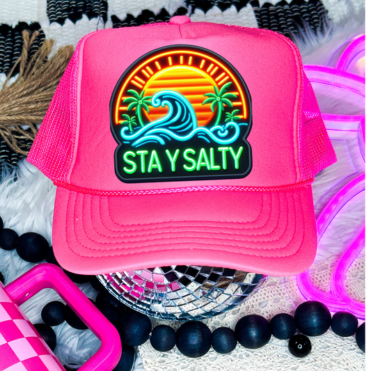 Stay Salty Neon Faux Embroidery DTF Transfer for Hat (NOT A PATCH)