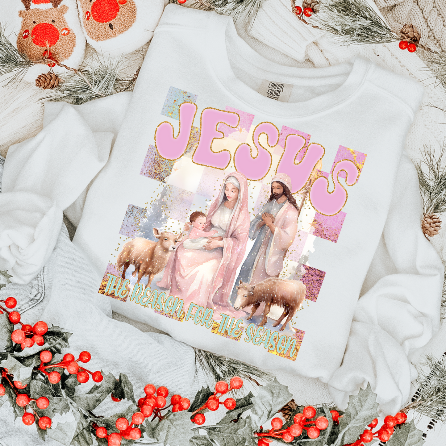 Jesus is the Reason for the Season Pink DTF Transfer