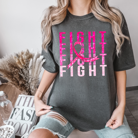 Fight Breast Cancer Awareness Faux Sequin DTF Transfer