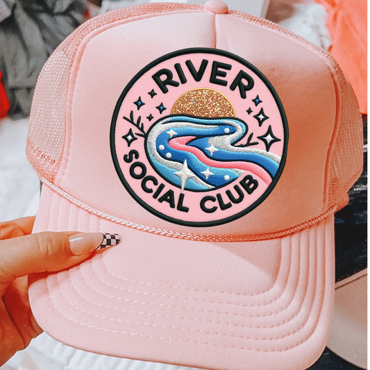 River Social Club Faux Embroidery DTF Transfer for Hat (NOT A PATCH)