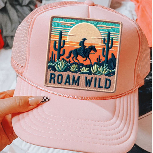 Roam Wild Faux Embroidery DTF Transfer for Hat (NOT A PATCH)
