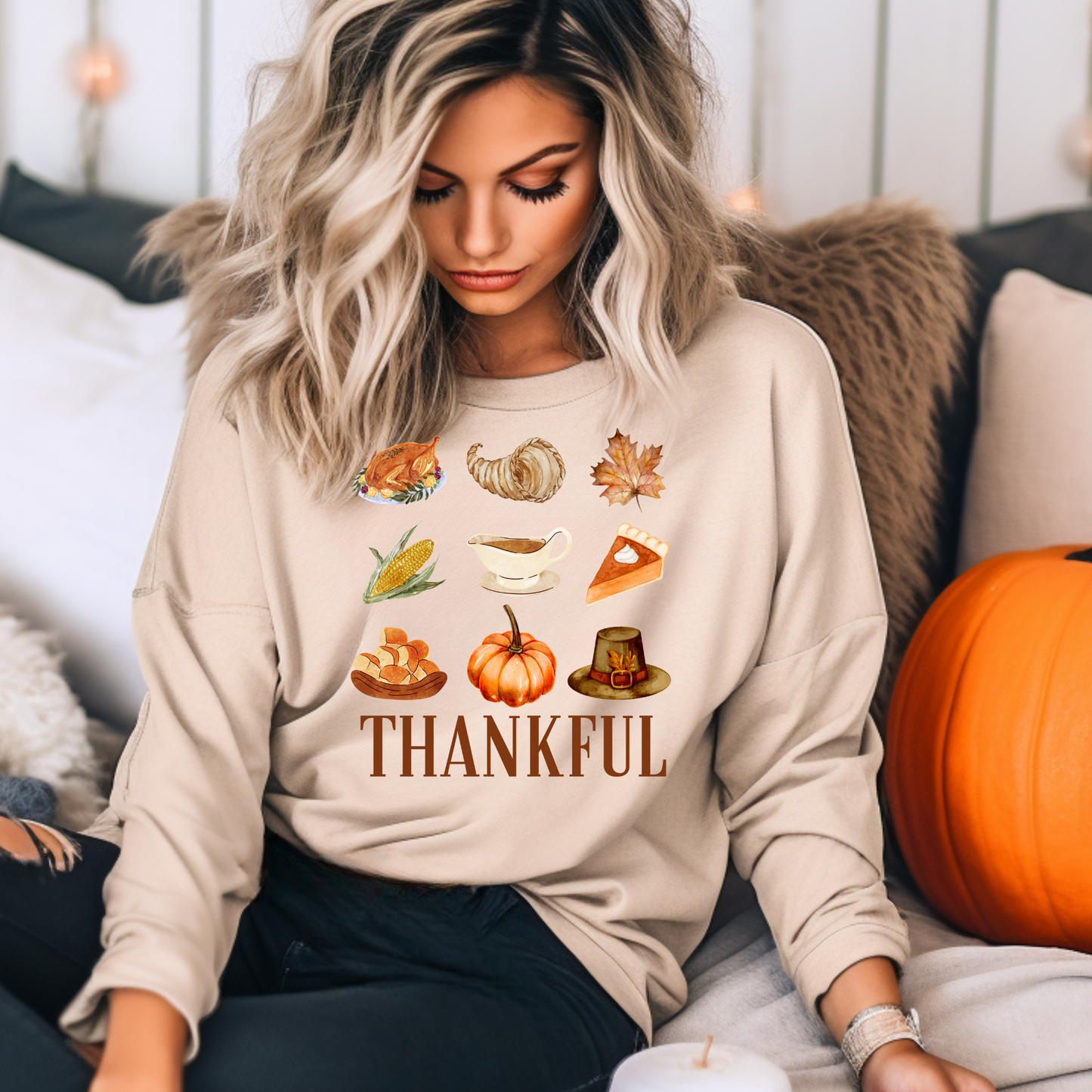 Thankful Watercolor Variety Thanksgiving DTF Transfer