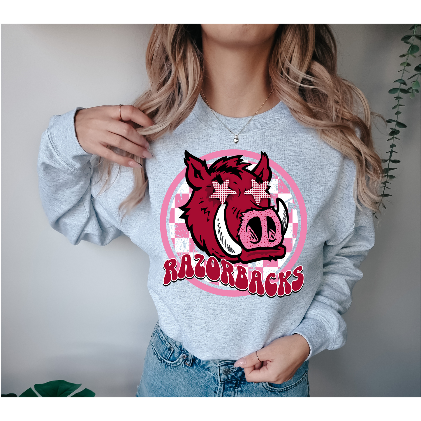 Mascot Razorbacks Faux Glitter School Spirit DTF Transfer