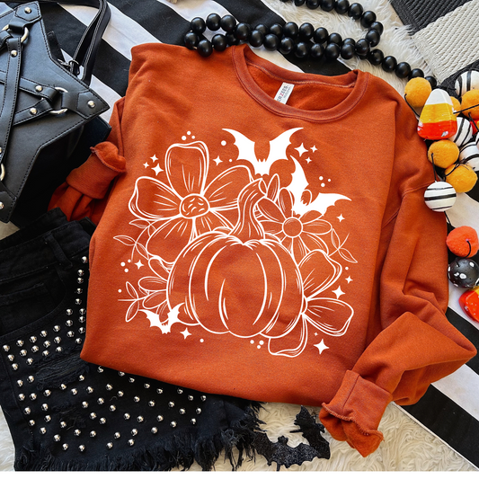 Batty Pumpkin Floral Screen Print Transfer