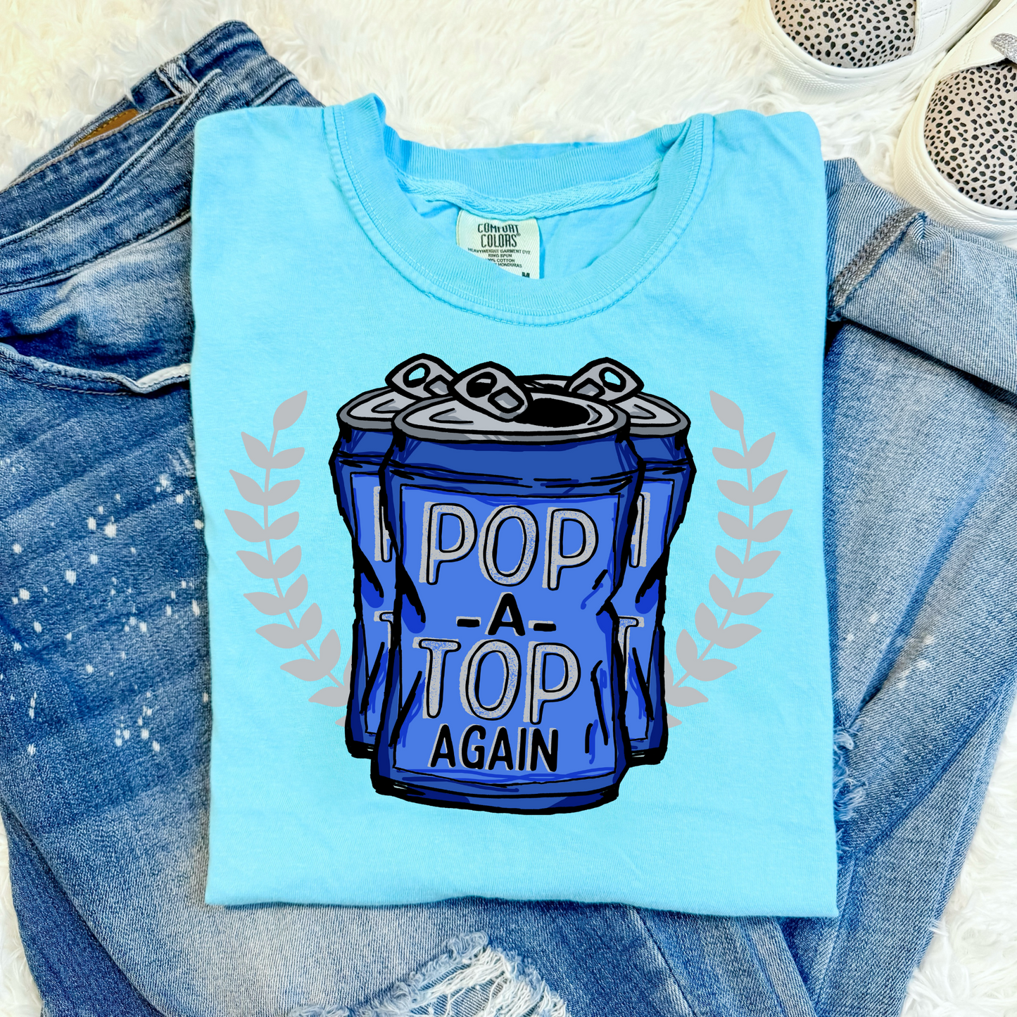 Pop a Top Again Dark Blue Can DTF Transfer