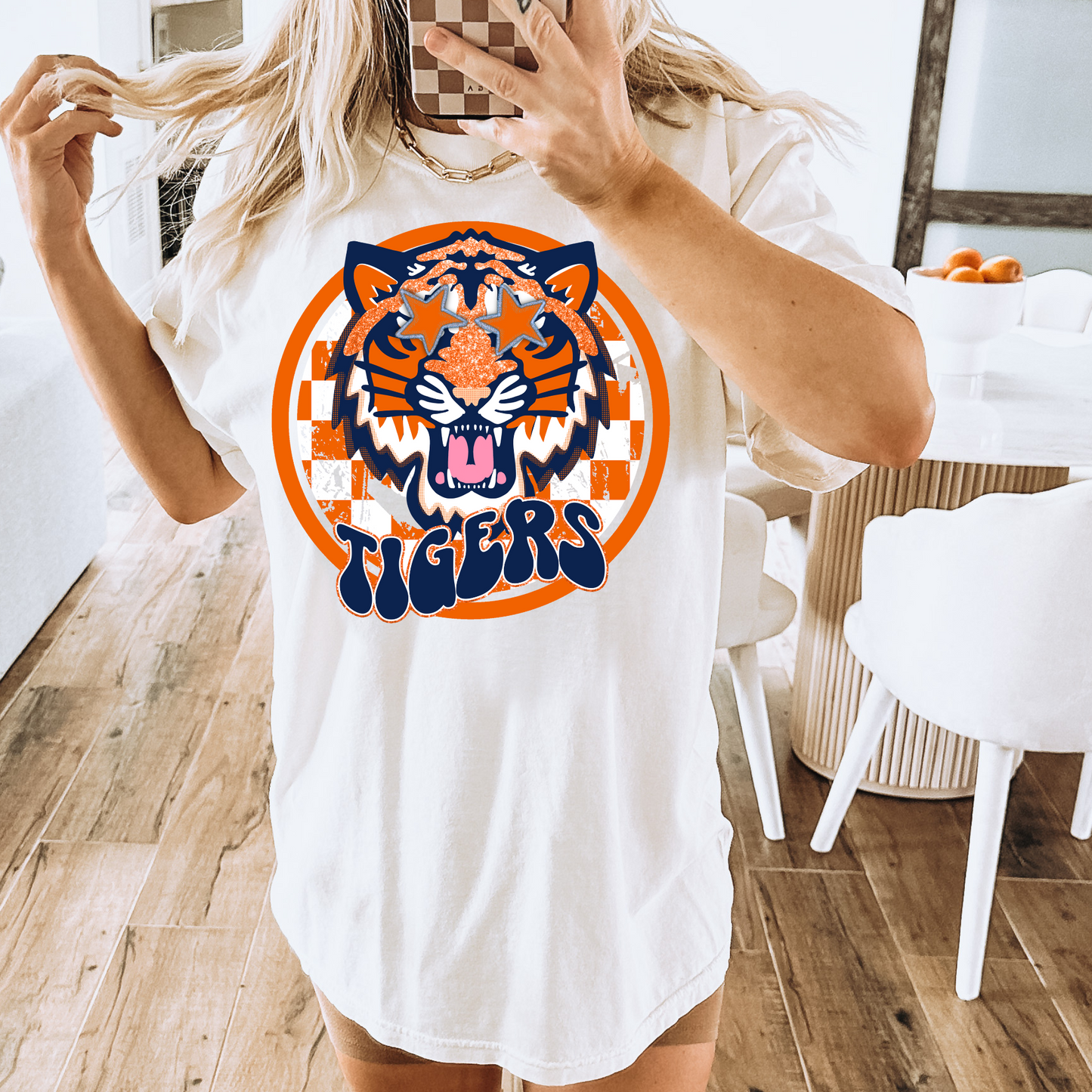 Mascot Tigers Faux Glitter School Spirit DTF Transfer