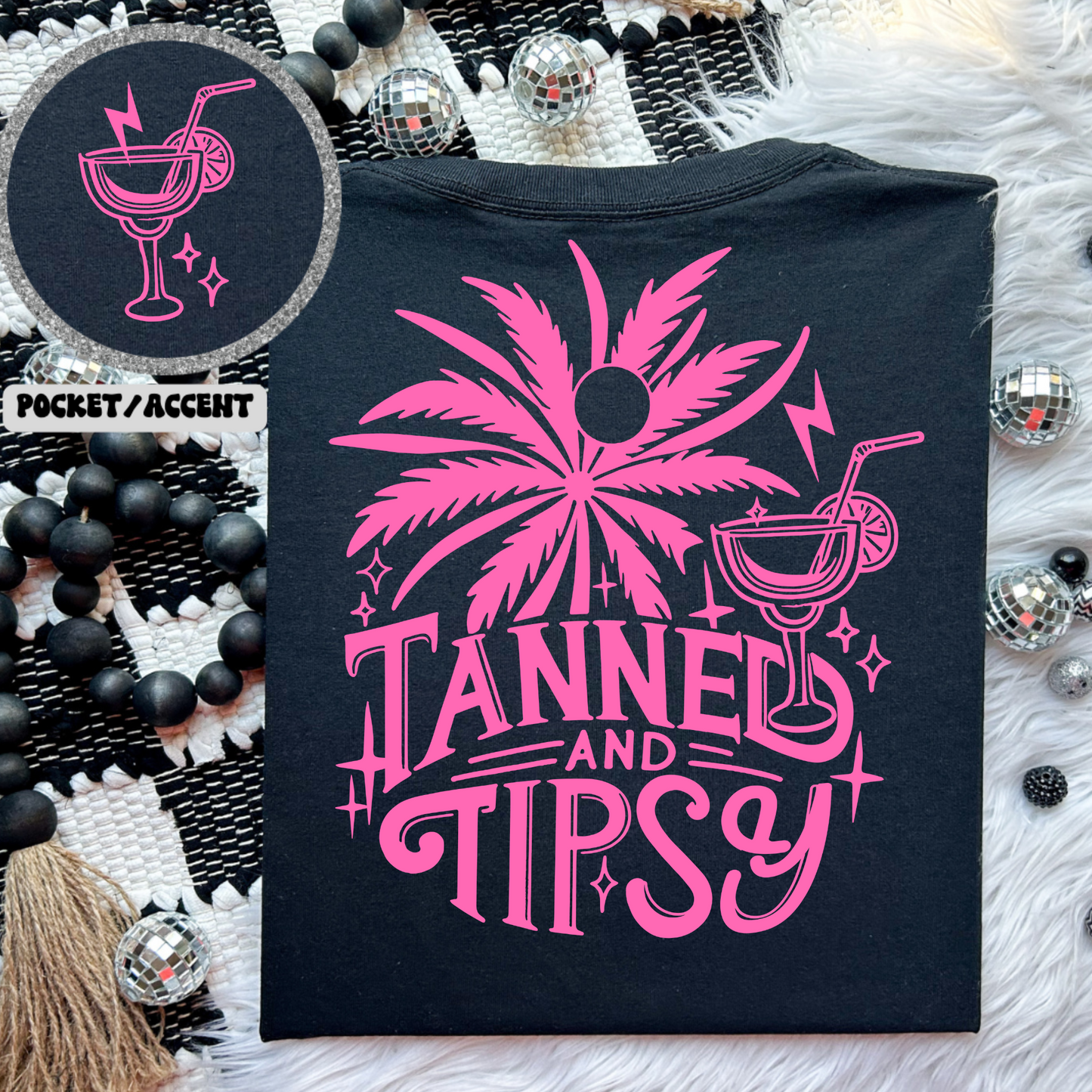 Tanned & Tipsy Hot Pink Summer DTF Transfer (SET OF BOTH TRANSFERS)