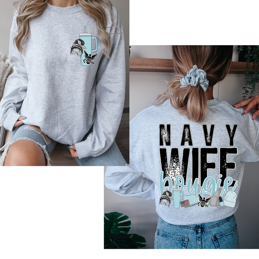 Navy Wife Bougie (FRONT + BACK INCLUDED) DTF Transfer