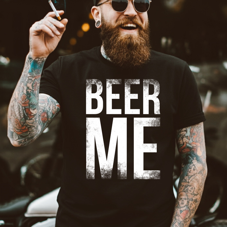 Beer Me Men's Distressed Single Color Screen Print Transfer