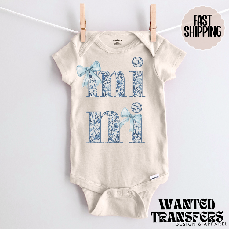 Blue Floral Mini DTF Transfer