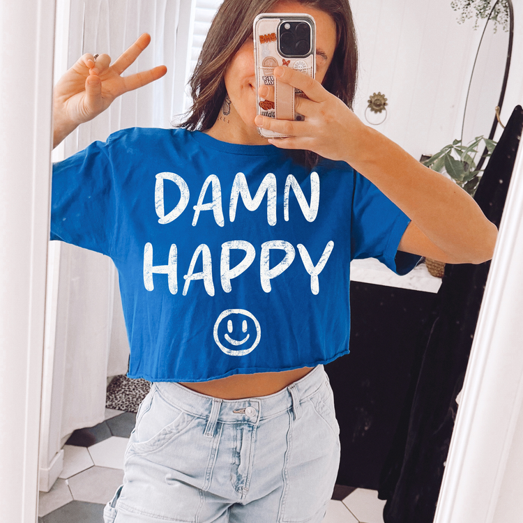 Damn Happy Single Color Screen Print Transfer