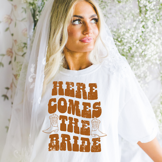 Here Comes the Bride Bachelorette Party Western DTF Transfer