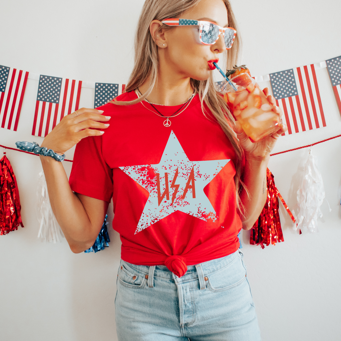 USA Star Distressed 4th of July DTF Transfer