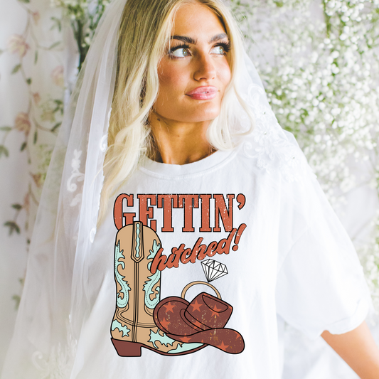 Gettin' Hitched Bachelorette Party Western DTF Transfer