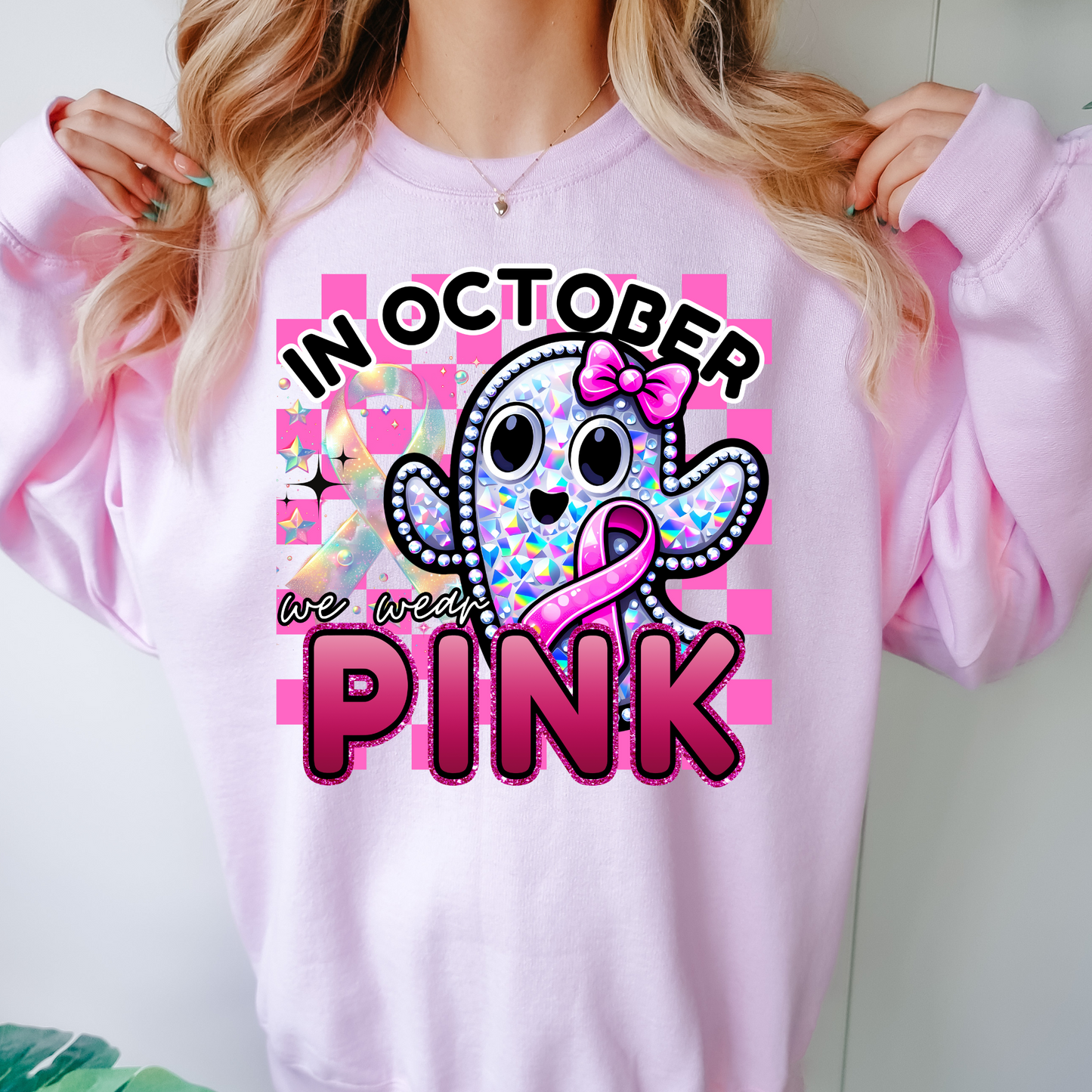 In October We Wear Pink October Breast Awareness DTF Transfer