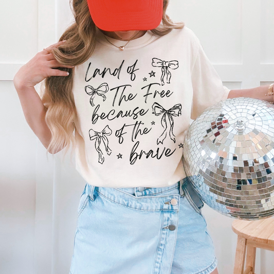 Land of the Free Black Font 4th of July DTF Transfer