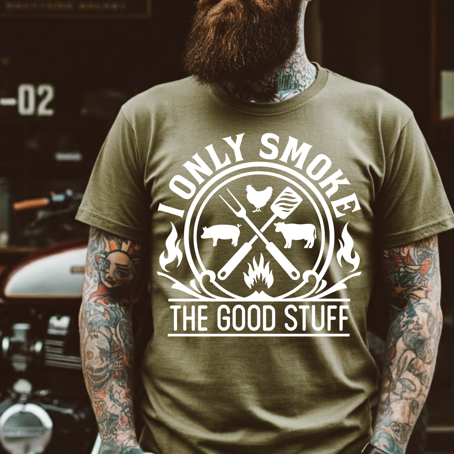 I Only Smoke the Good Stuff Grilling Men's Screen Print Transfer