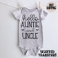 Hello Auntie and Uncle Pregnancy Announcement Onesie®, Uncle Baby Bodysuit, Reveal Pregnancy Announcement, Cute, Trendy Uncle Bodysuit