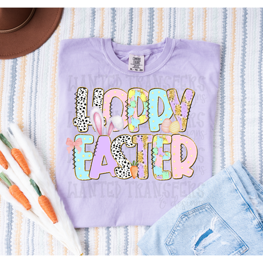 Hoppy Easter Bunny Ears Polka Dot Brushstroke DTF Transfer