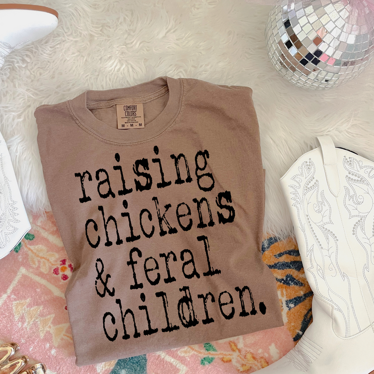 Raising Chickens & Feral Chickens Single Color Screen Print Transfer