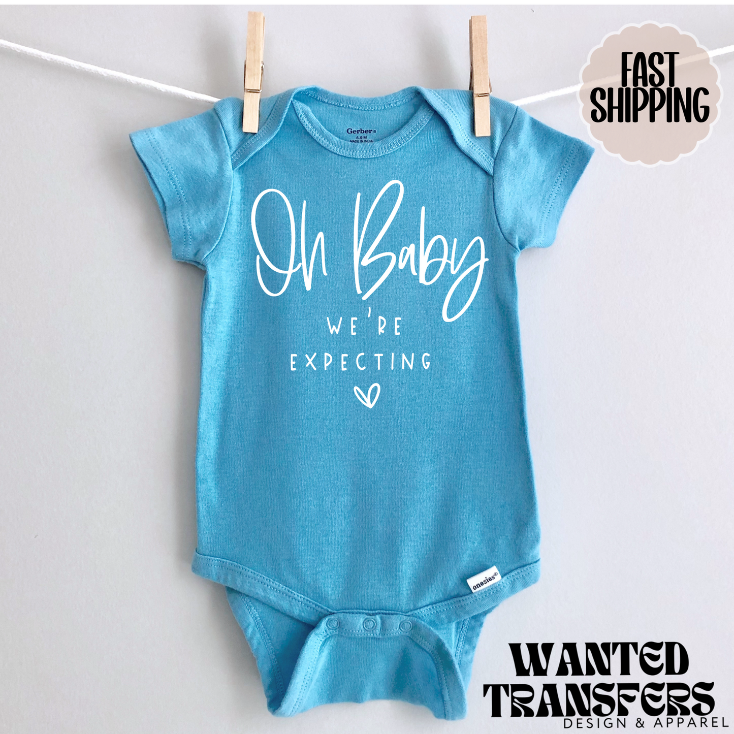 Oh Baby, We're Expecting, Cute Baby Announcement Onesie®, Bodysuit, New Pregnancy Announcement, First Baby Announcement, Announcement to Husband or Boyfriend