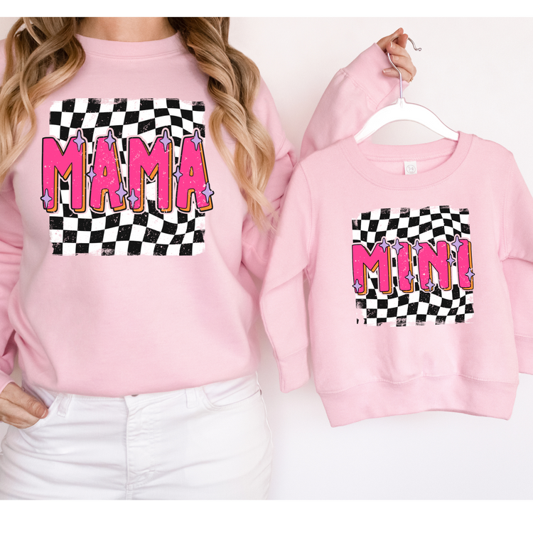 Mama and Mini Retro Checkered DTF Transfer (SET OF BOTH TRANSFERS)