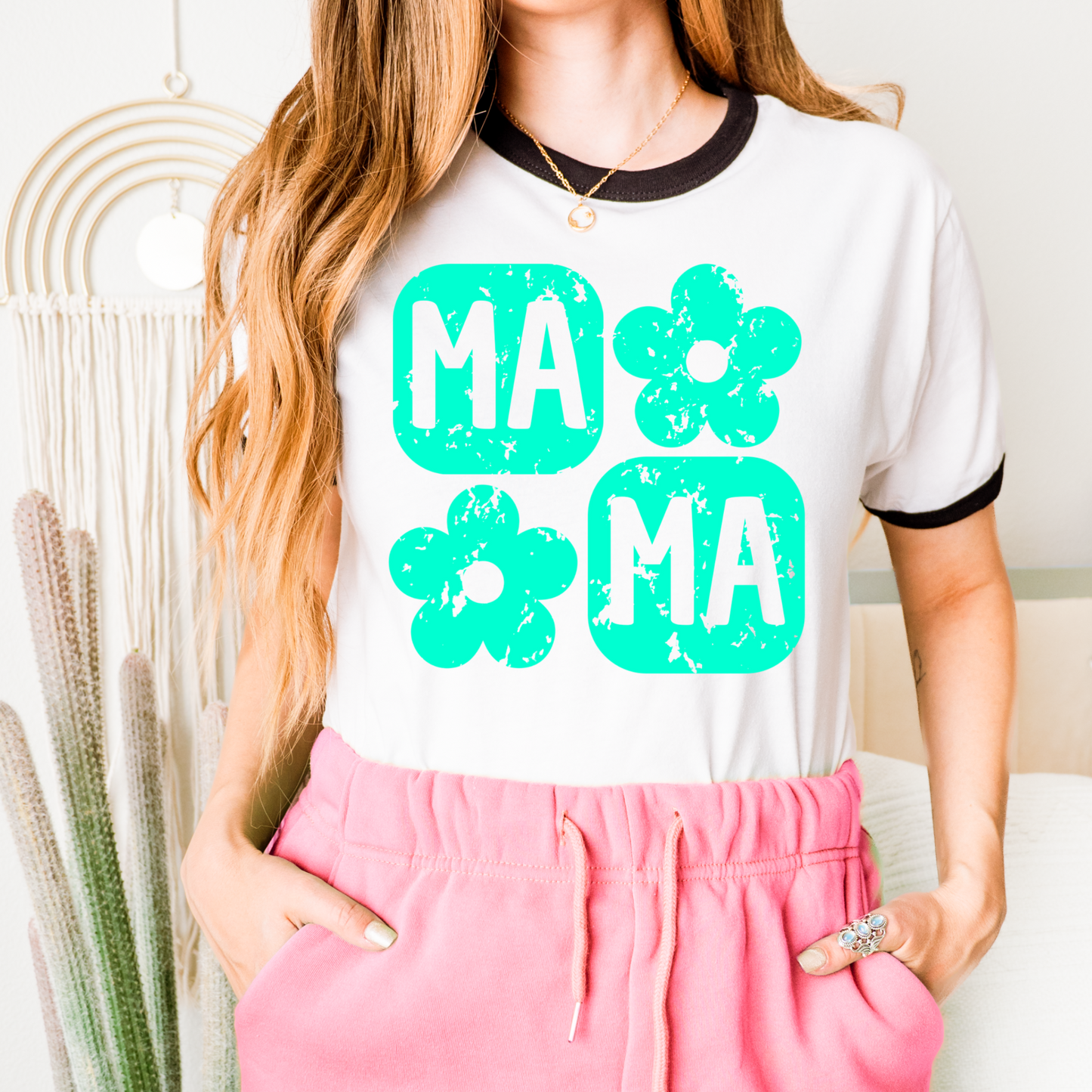 Teal Floral Mama DTF Transfer