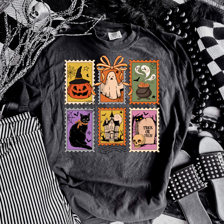 Vintage Halloween Stamps Clear Film Screen Print Transfer