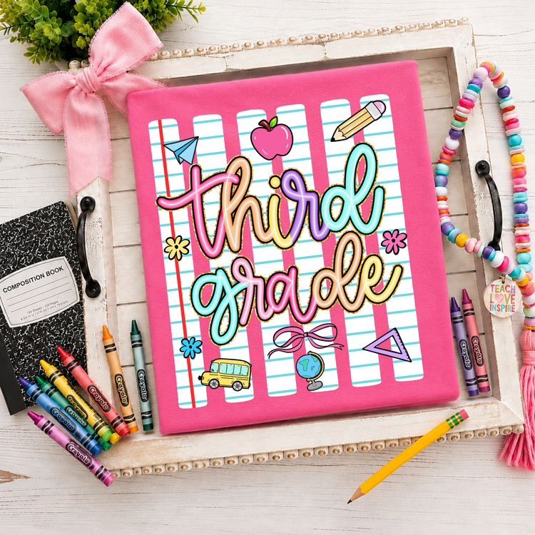 Third Grade Neon Stripes Back to School DTF Transfer