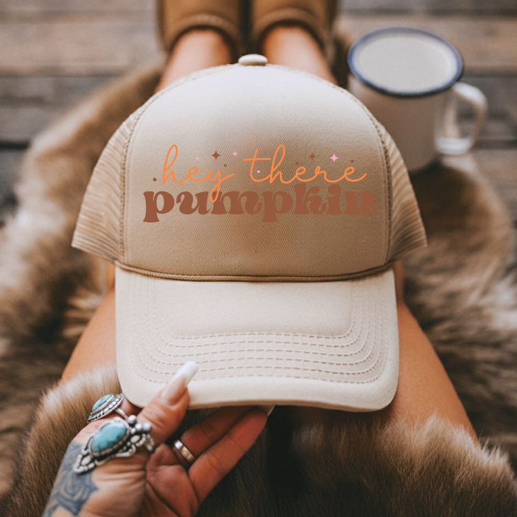 Hey There Pumpkin Fall Trucker Hat/Oversized Pocket Clear Film Screen Print Transfer
