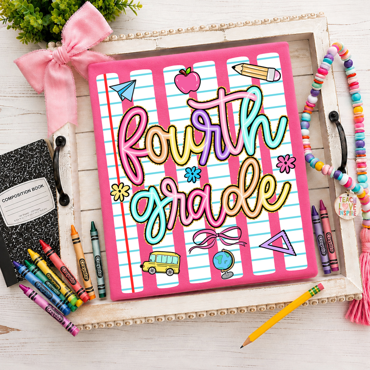 Fourth Grade Neon Stripes Back to School DTF Transfer